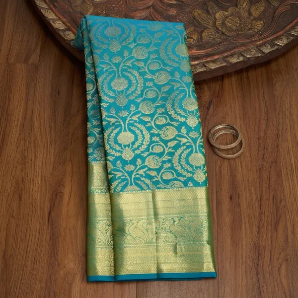 Turquoise_Blue_Dharmavaram_Pure_Silk_Saree