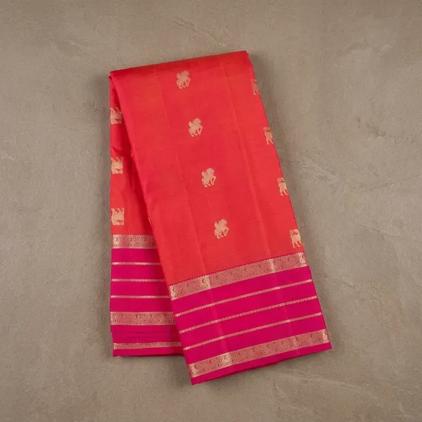 Orange_Silk_Buti_Saree_With_Matching_Blouse_Piece