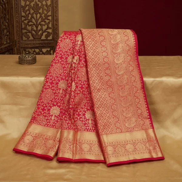Rani_Pink_Zariwork_Gold_Pure_Silk_Saree