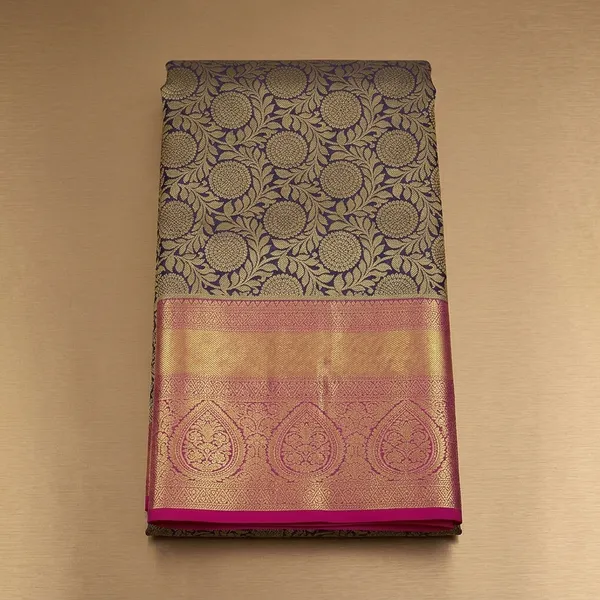 Navy_Blue_Silk_Jaal_Saree_With_Matching_Blouse_Piece
