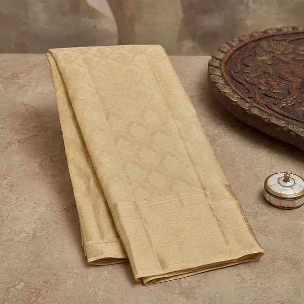 Beige_Silk_Jaal_Gold_Zariwork_Saree_With_Matching_Blouse_Piece