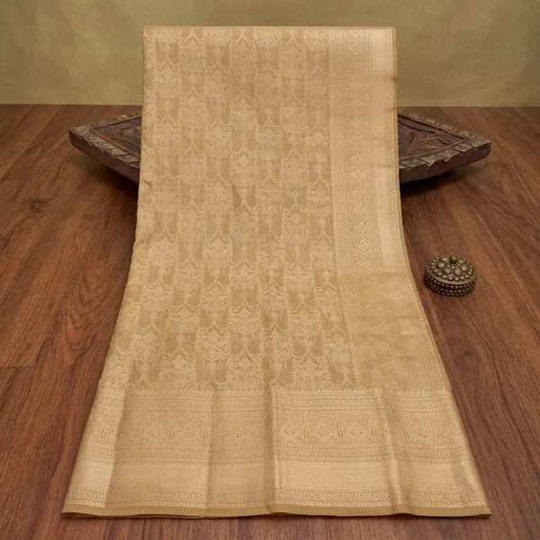 Mehendi_Pure_Silk_Jaal_Zariwork_Saree_With_Matching_Blouse_Piece