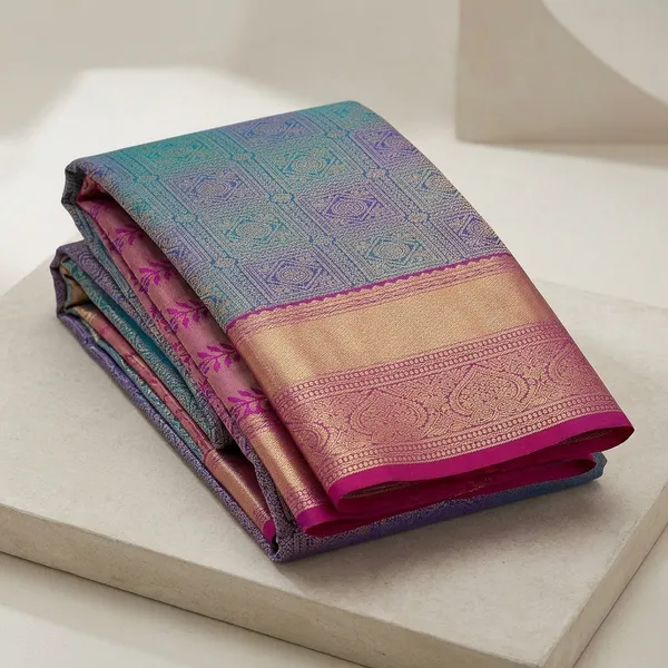 Peacock_Blue_Kanjivaram_Pure_Silk_Saree