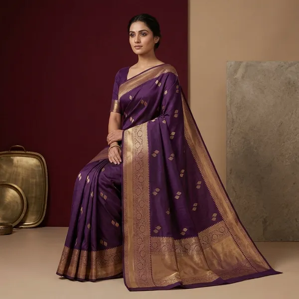 Purple_Silk_Buti_Zariwork_Saree_With_Matching_Blouse_Piece