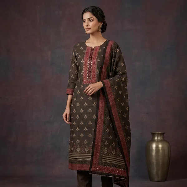 Black_Chanderi_Floral_Sequins_Unstitched_Dress_Material_With_Matching_Bottom_And_Dupatta