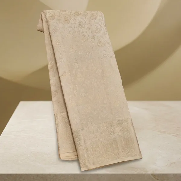 Cream_Silk_Jaal_Gold_Zariwork_Saree_With_Matching_Blouse_Piece