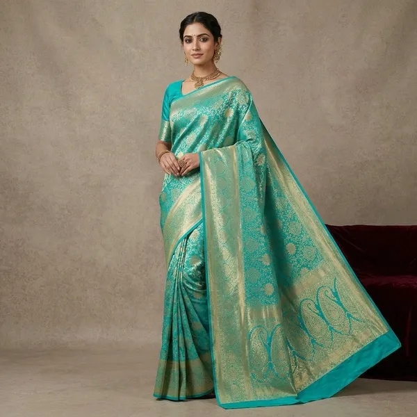 Turquoise_Blue_Dharmavaram_Pure_Silk_Saree