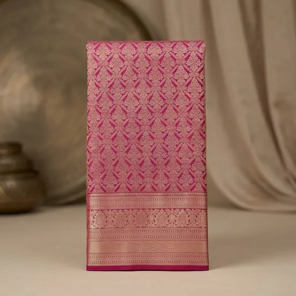 Lavender_Silk_Jaal_Gold_Zariwork_Saree_With_Matching_Blouse_Piece