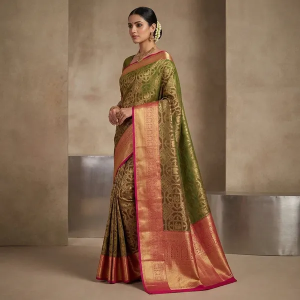 Mehendi_Dharmavaram_Pure_Silk_Saree