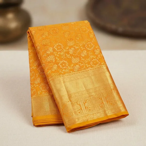 Mustard_Silk_Jaal_Saree_With_Matching_Blouse_Piece