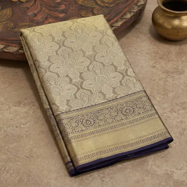 Grey_Silk_Jaal_Saree_With_Matching_Blouse_Piece