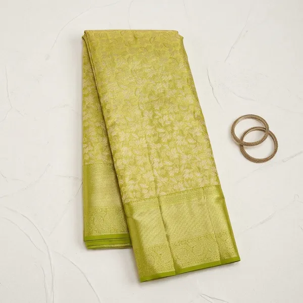 Parrot_Green_Silk_Jaal_Saree_With_Matching_Blouse_Piece