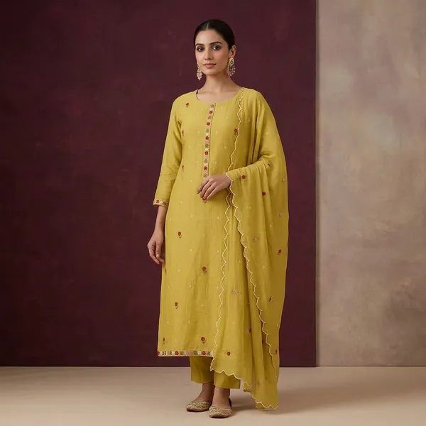 Lemon_Yellow_Chanderi_Threadwork_Unstitched_Dress_Material_With_Matching_Bottom_And_Dupatta