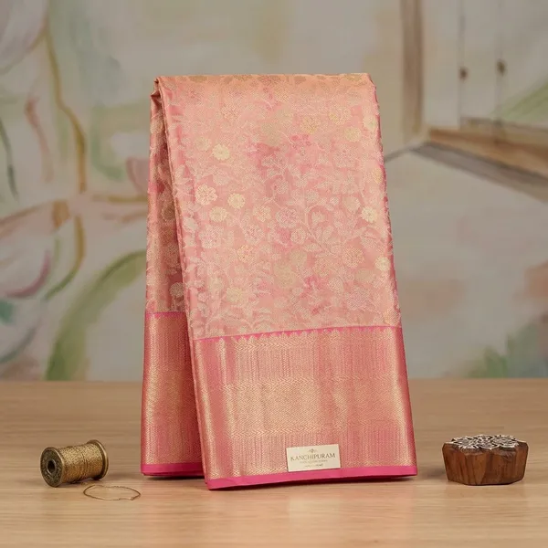 Pink_Silk_Jaal_Saree_With_Matching_Blouse_Piece