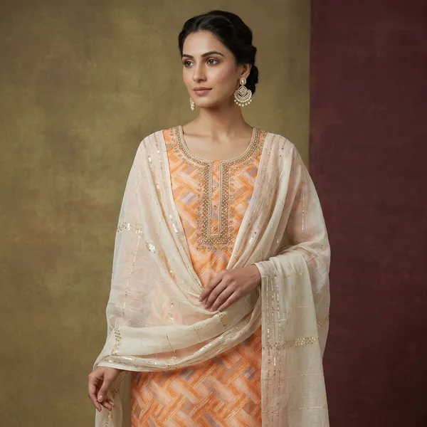 Yellow_Chanderi_Abstract_Geometric_Pearlwork_Unstitched_Dress_Material_With_Matching_Bottom_And_Dupatta