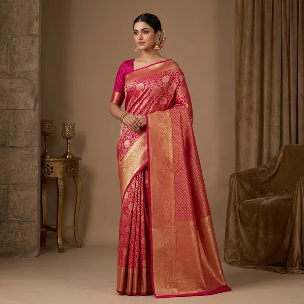 Rani_Pink_Dharmavaram_Pure_Silk_Saree