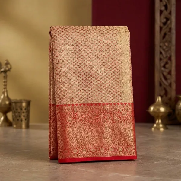 Red_Silk_Jaal_Saree_With_Matching_Blouse_Piece