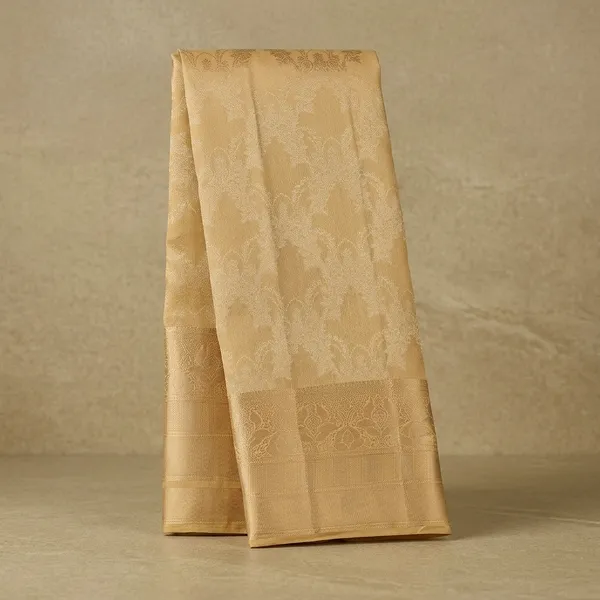 Beige_Pure_Silk_Jaal_Gold_Zariwork_Saree_With_Matching_Blouse_Piece