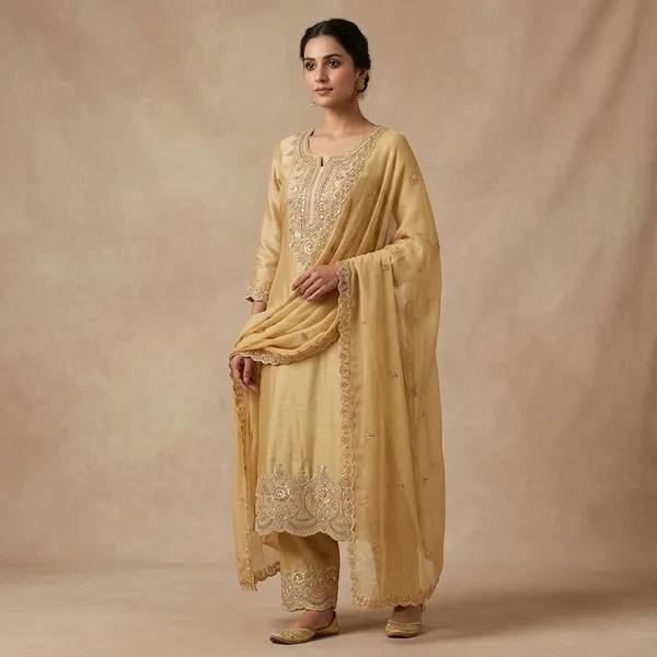 Beige_Tissue_Cutdana_Unstitched_Dress_Material_With_Matching_Bottom_And_Dupatta