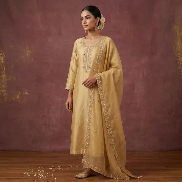 Beige_Tissue_Cutdana_Unstitched_Dress_Material_With_Matching_Bottom_And_Dupatta