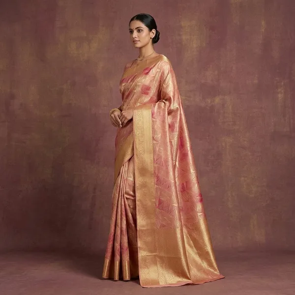 Peach_Dharmavaram_Tissue_Silk_Saree
