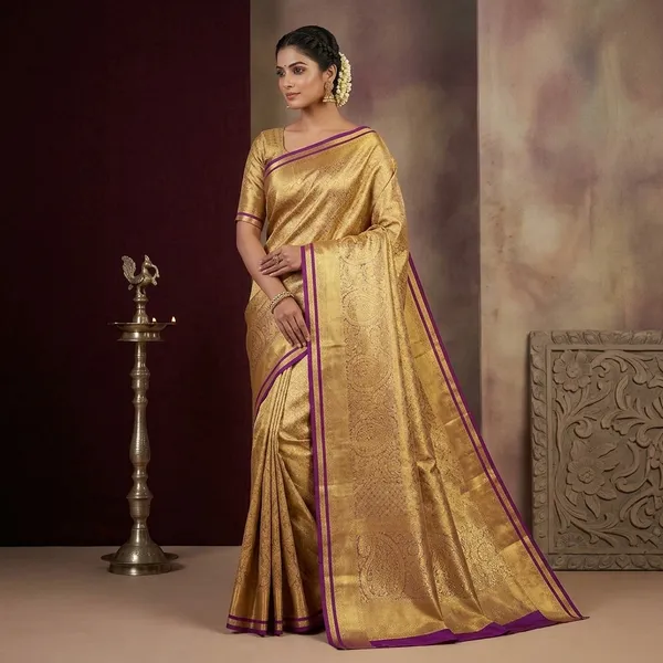 Gold_Dharmavaram_Tissue_Silk_Saree