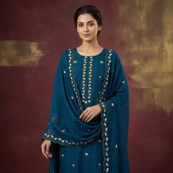 Peacock_Blue_Threadwork_Semi_Crepe_Unstitched_Salwar_Suit