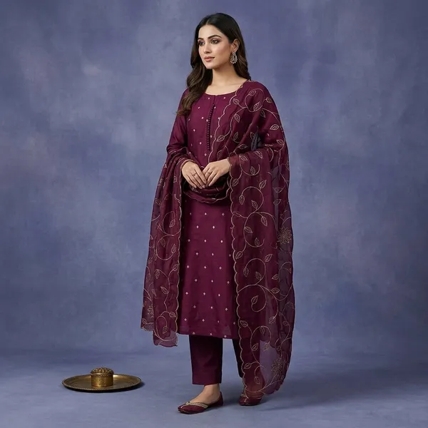 Wine_Zariwork_Gold_Soft_Raw_Silk_Unstitched_Salwar_Suit