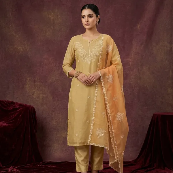 Beige_Threadwork_Tissue_Unstitched_Salwar_Suit