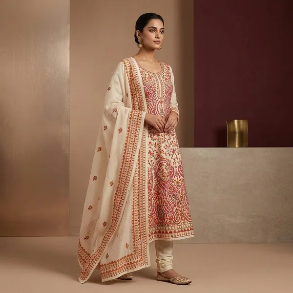 Cream_Threadwork_Crepe_Unstitched_Salwar_Suit