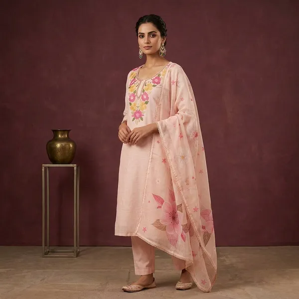 Light_Peach_Threadwork_Linen_Unstitched_Salwar_Suit