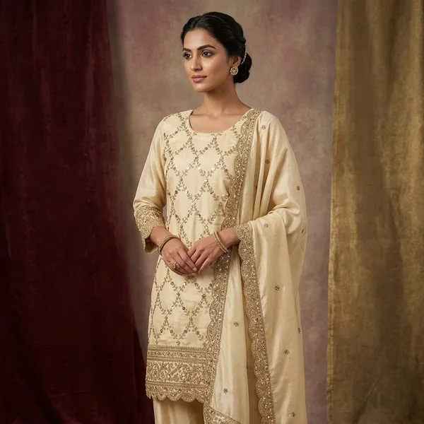 Cream_Zariwork_Gold_Chinon_Unstitched_Salwar_Suit