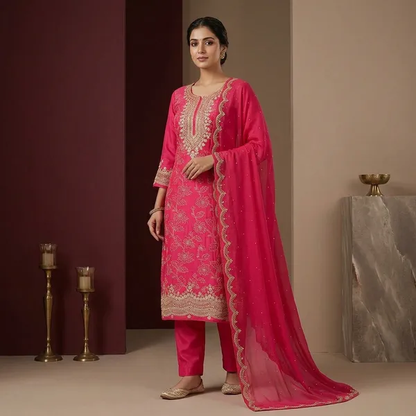 Rani_Pink_Pearlwork_Dola_Silk_Unstitched_Salwar_Suit