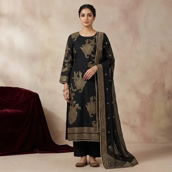 Black_Zariwork_Gold_Dola_Silk_Unstitched_Salwar_Suit