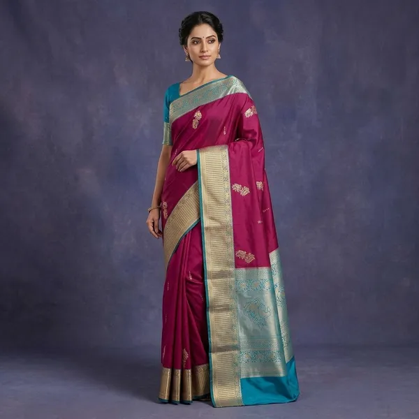Wine_Zariwork_Gold_Silk_Silk_Saree