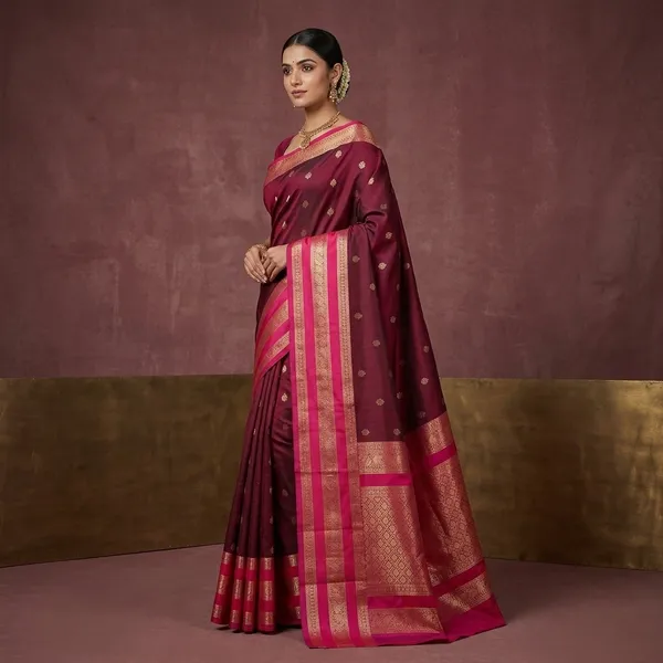 Brown_Zariwork_Gold_Pure_Silk_Silk_Saree