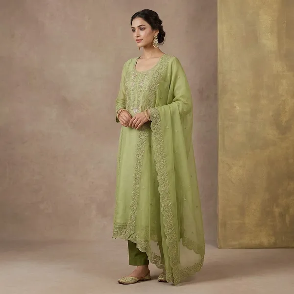 Green_Threadwork_Tissue_Unstitched_Salwar_Suit
