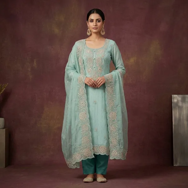 Sea_Green_Threadwork_Tissue_Unstitched_Salwar_Suit