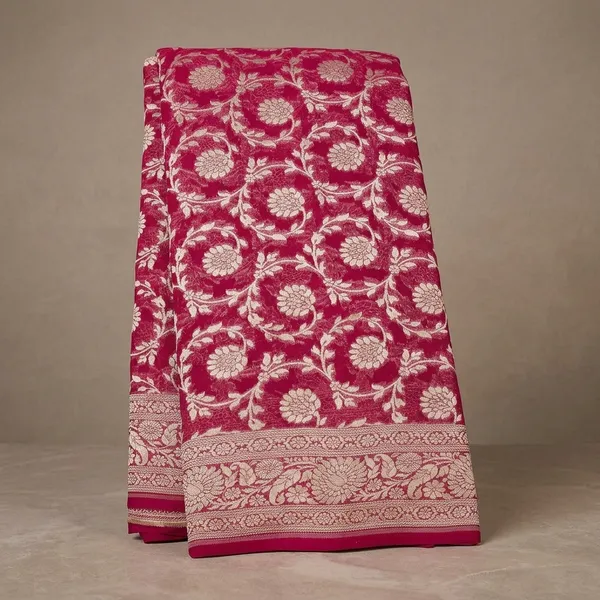 Rani_Pink_Zariwork_Georgette_Silk_Saree