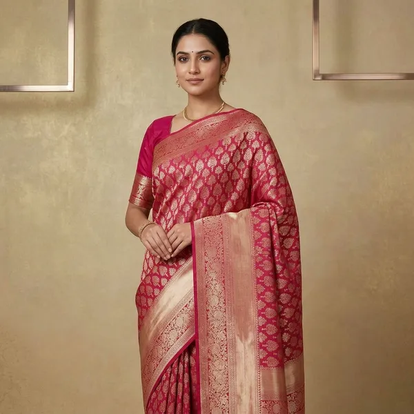 Rani_Pink_Zariwork_Gold_Pure_Silk_Silk_Saree