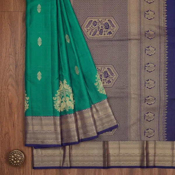 Parrot_Green_Zariwork_Gold_Silk_Silk_Saree