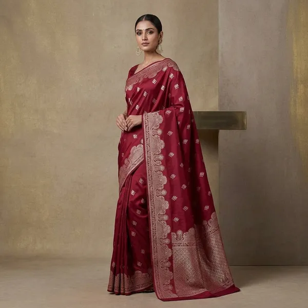 Wine_Zariwork_Gold_Silk_Silk_Saree