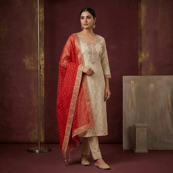 Beige_Zardozi_Gold_Chanderi_Unstitched_Salwar_Suit