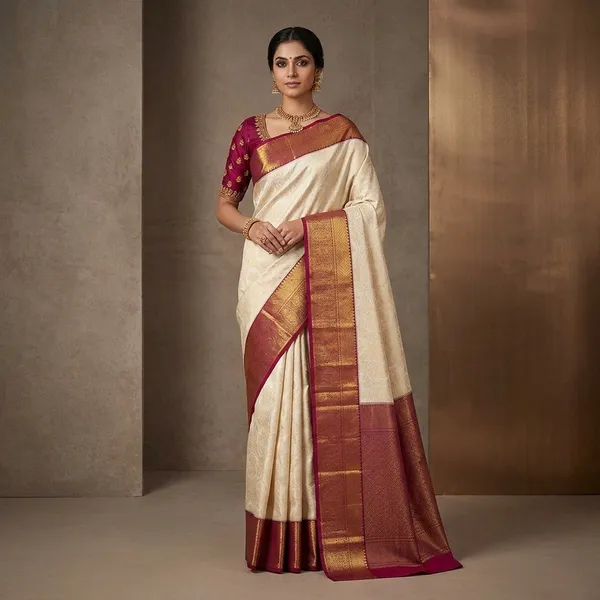Off_White_Zariwork_Gold_Pure_Silk_Silk_Saree