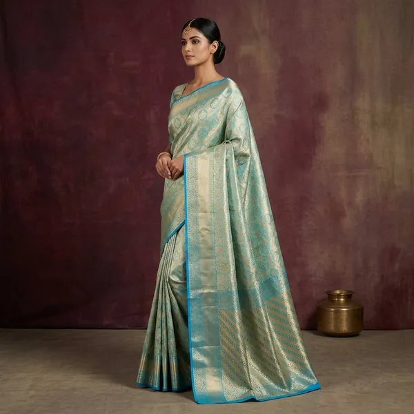 Blue_Zariwork_Gold_Silk_Silk_Saree