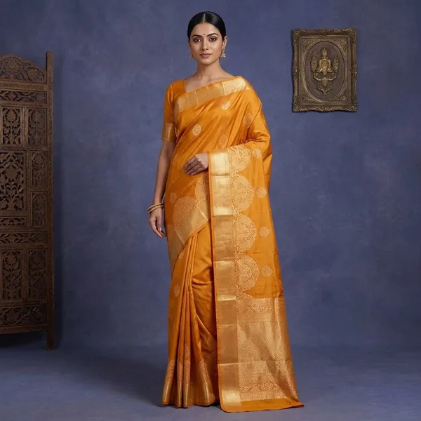 Mustard_Zariwork_Gold_Pure_Silk_Silk_Saree