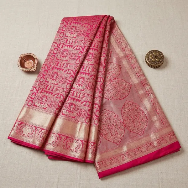 Rani_Pink_Zariwork_Gold_Pure_Silk_Silk_Saree