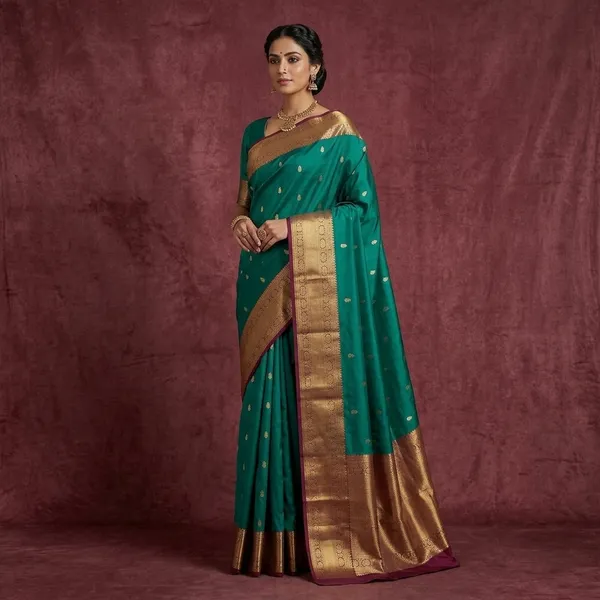 Rama_Green_Zariwork_Gold_Pure_Silk_Silk_Saree