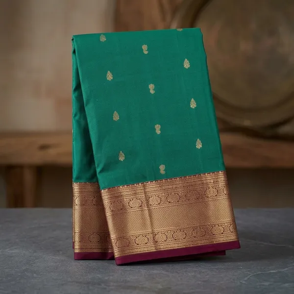 Rama_Green_Zariwork_Gold_Pure_Silk_Silk_Saree
