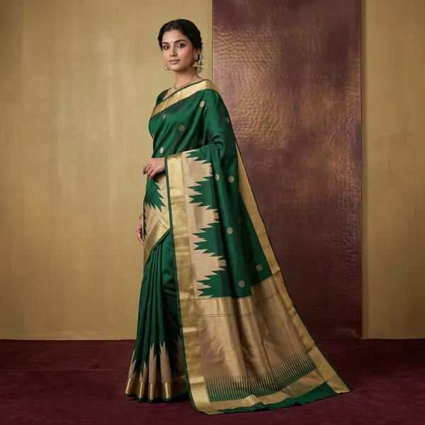 Bottle_Green_Zariwork_Gold_Silk_Silk_Saree
